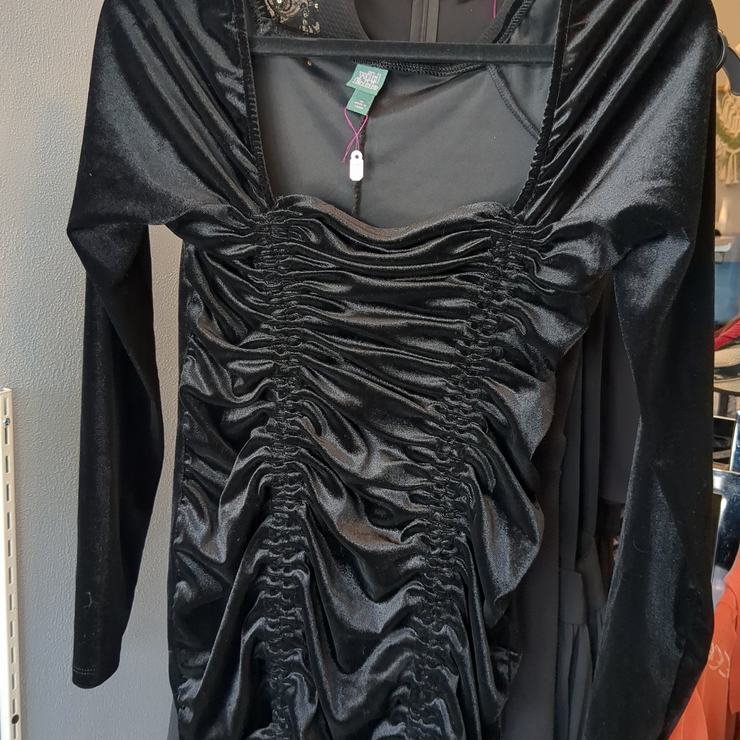 Black Velvet rauched dress medium