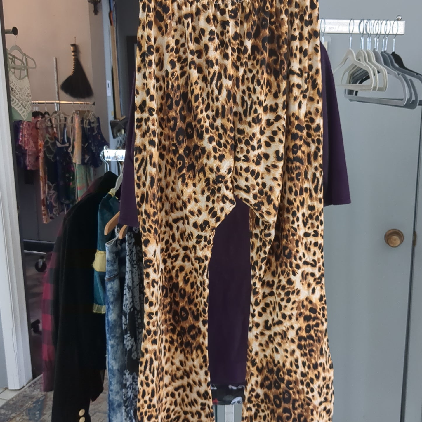 Soft stretchy leopard print bell bottoms