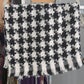 Black and white herringbone woven infinity scarf