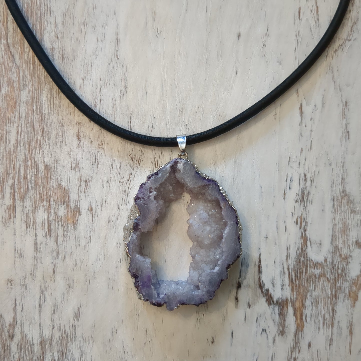 Crystal Geode Slice Necklace Ken Rose Natural Stone Jewelry