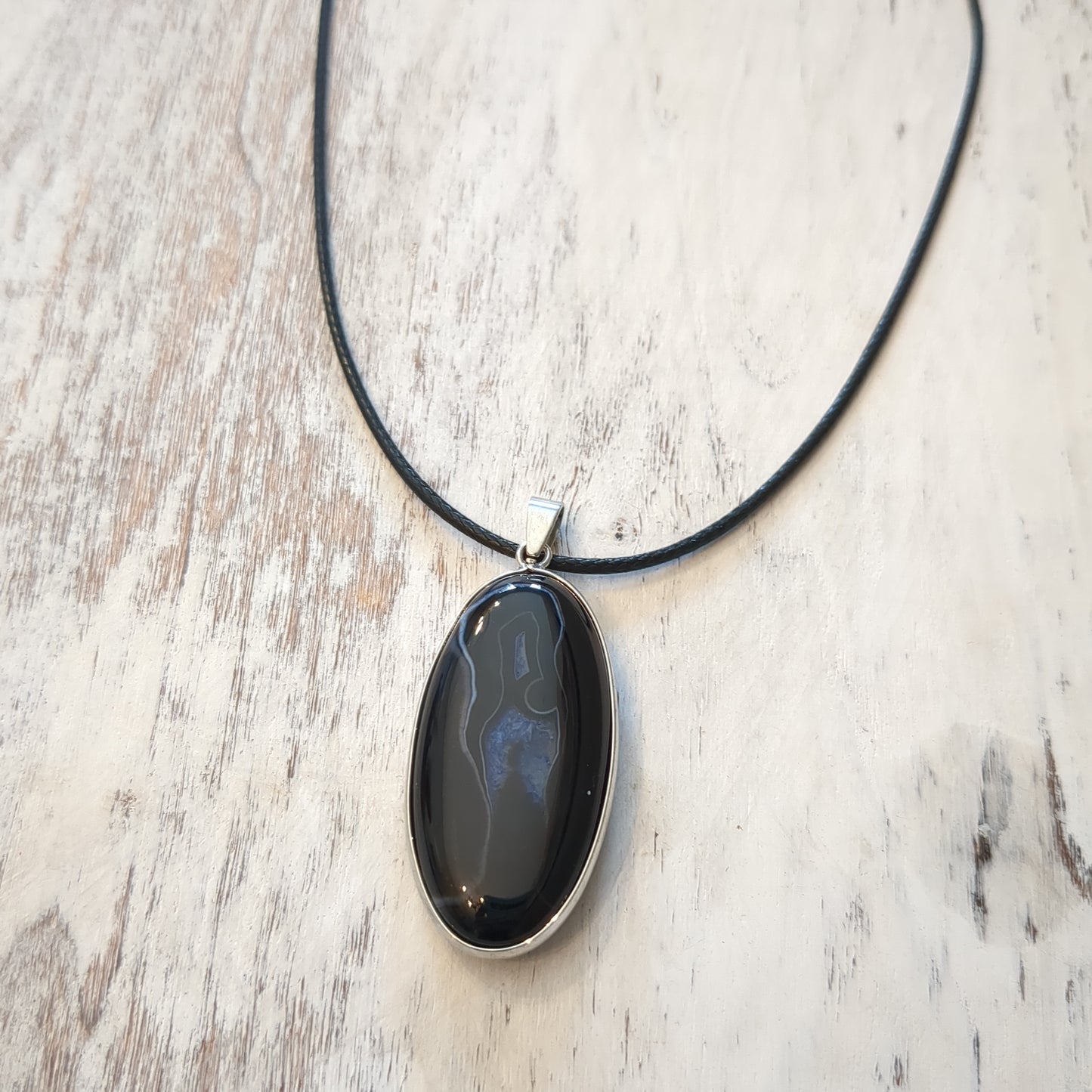 Obsidian with blue Necklace Ken Rose Natural Stone Jewelry