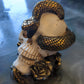 Skull with gold snake witchy decor