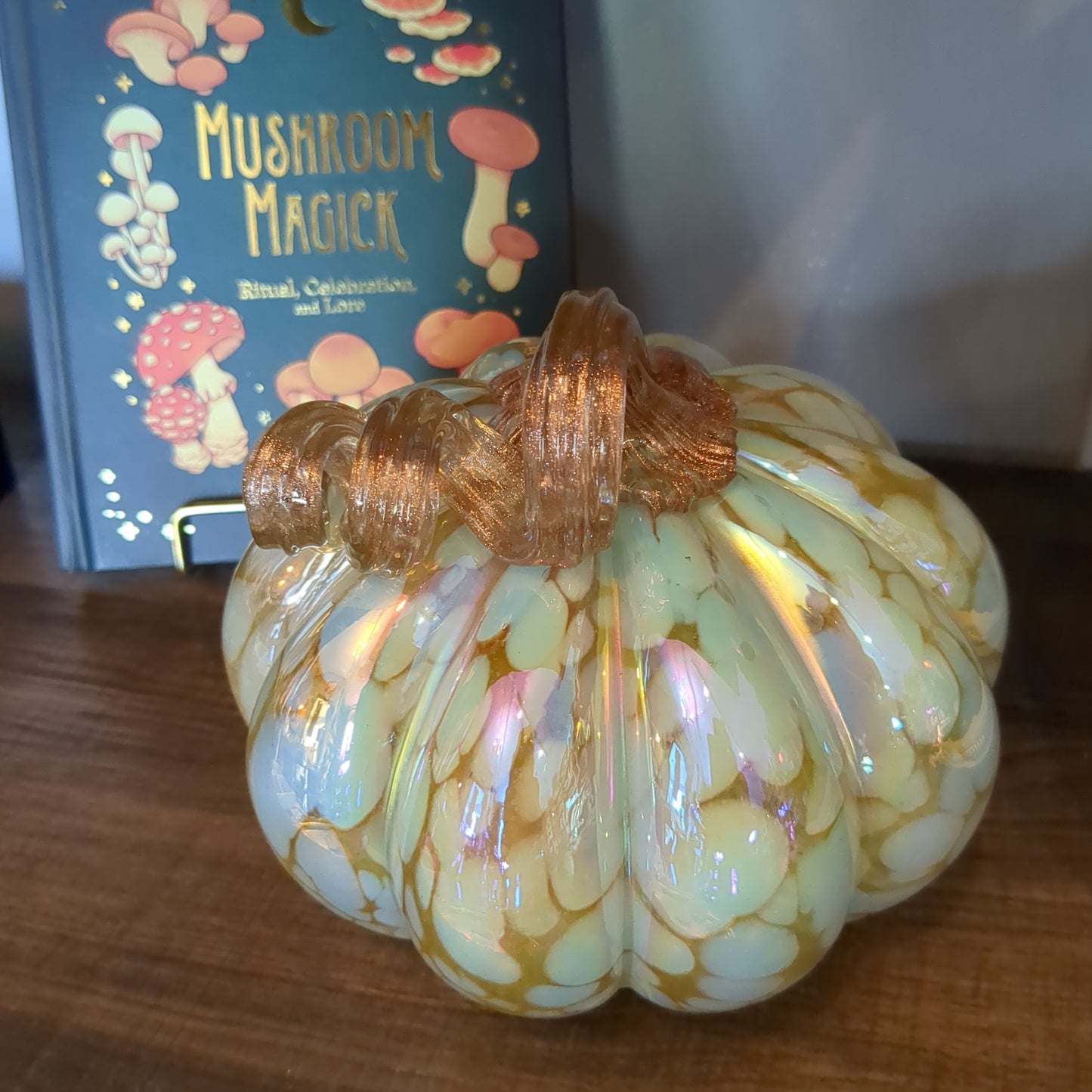 Iridescent glass pumpkin