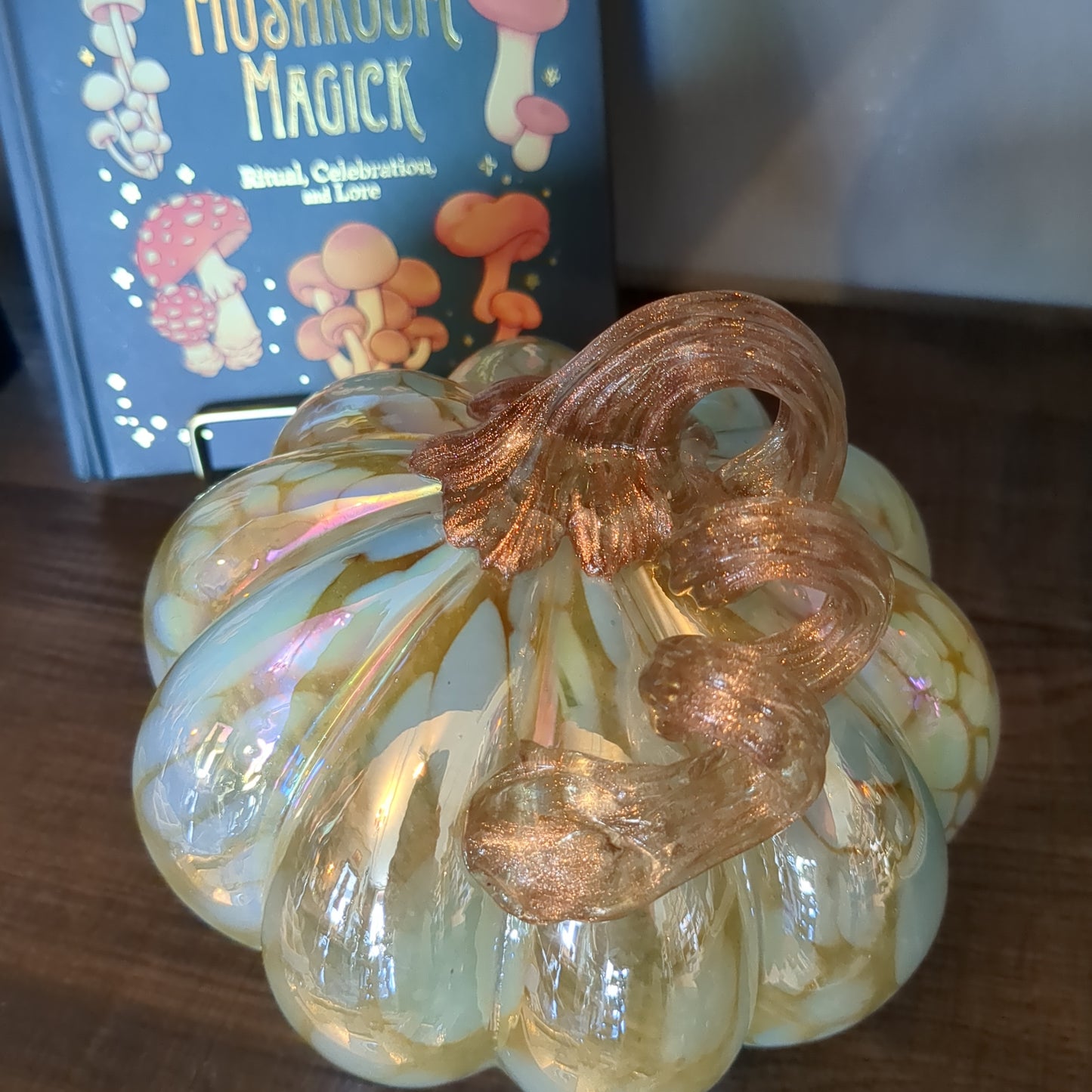 Iridescent glass pumpkin