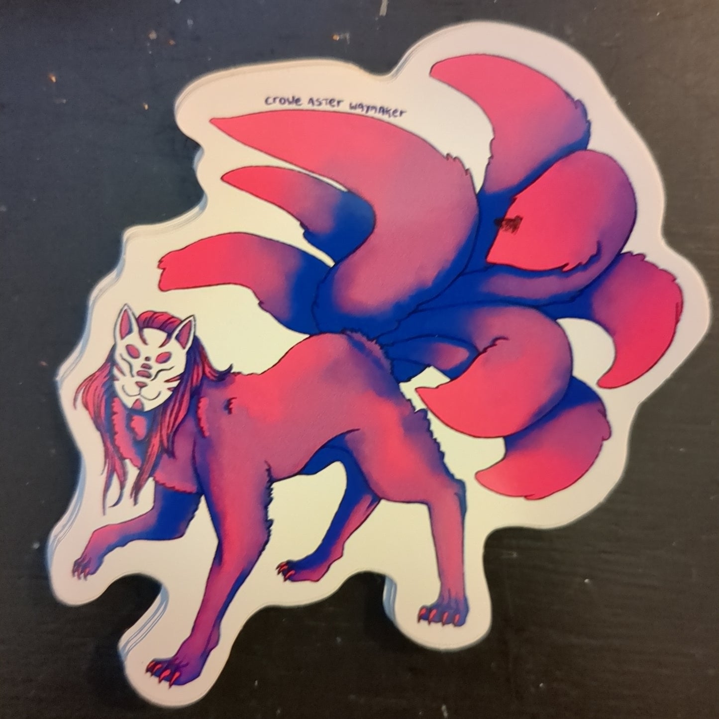 9 tails pink and blue sticker