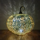 LED Glass Pumpkin gold painted leaves