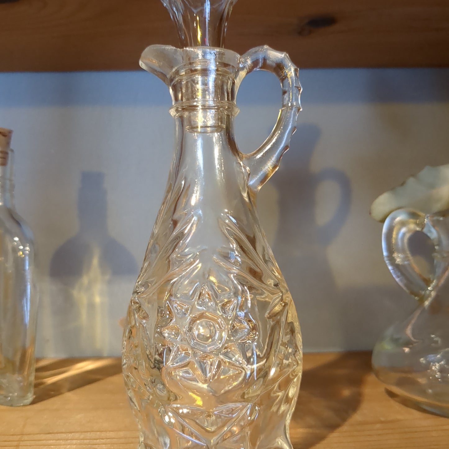 Vintage Glass Vase Pitcher with stopper