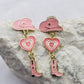 Valentines Cowgirl Hat Boot Heart Earrings