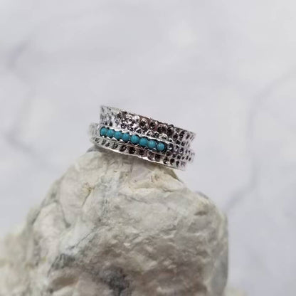 Turquoise Texture Spinner Ring - Size 6-11