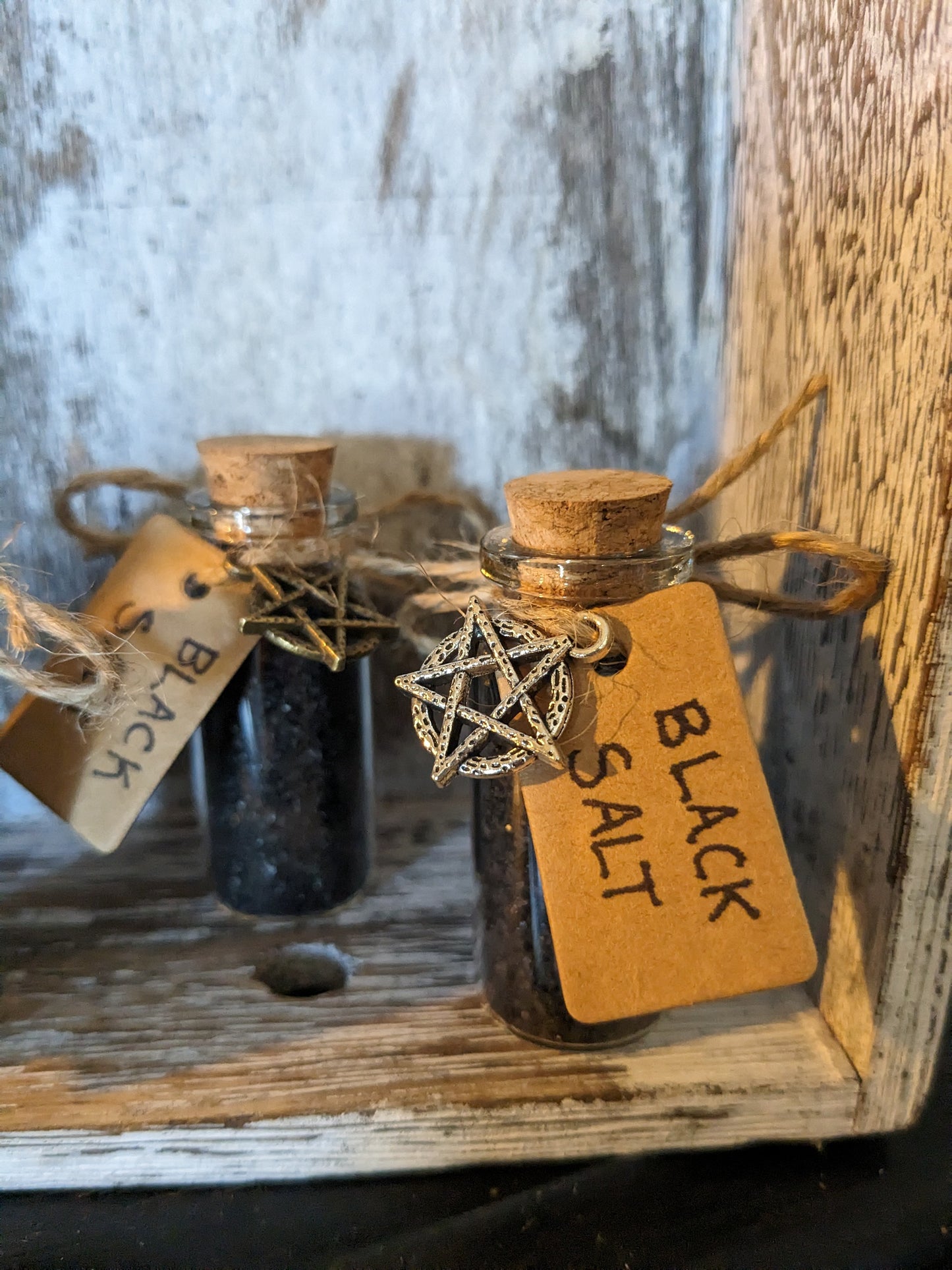 Black Salt Vial with Pentagram Charm
