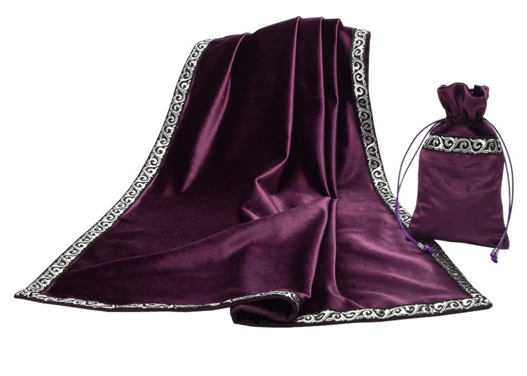 Purple velvet altar cloth with drawstring carrying bag