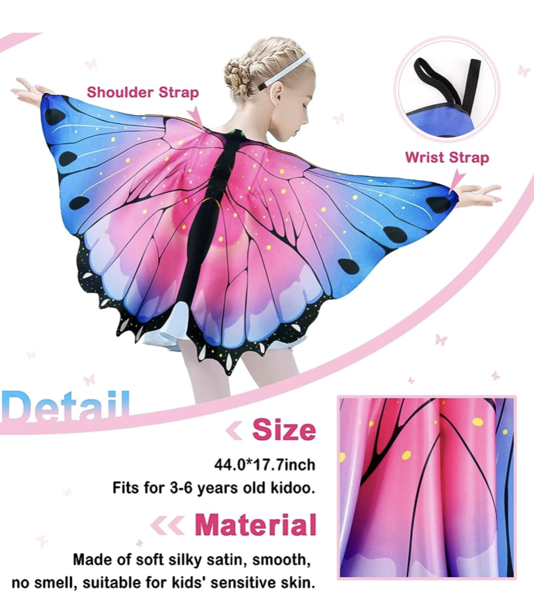 Kids butterfly fairy wings costume