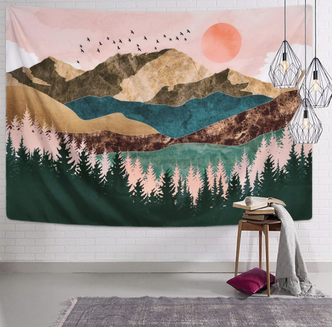 Mountain Sunset tapestry 51"x59"