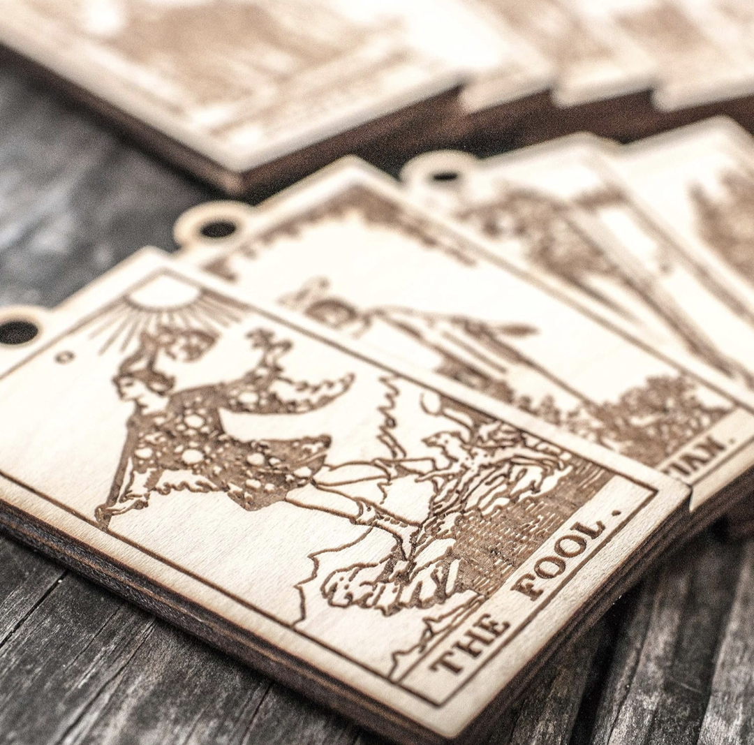 Wood cut Tarot Card Ornaments