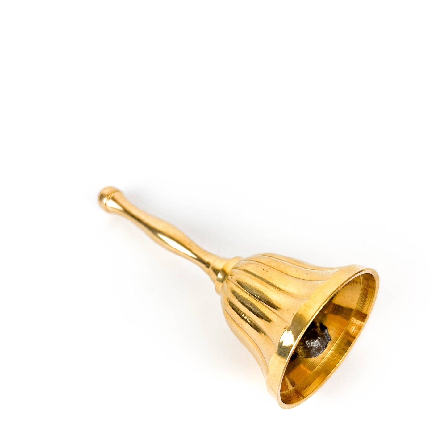 Brass bell with decorative scalloped outer bell and slender
