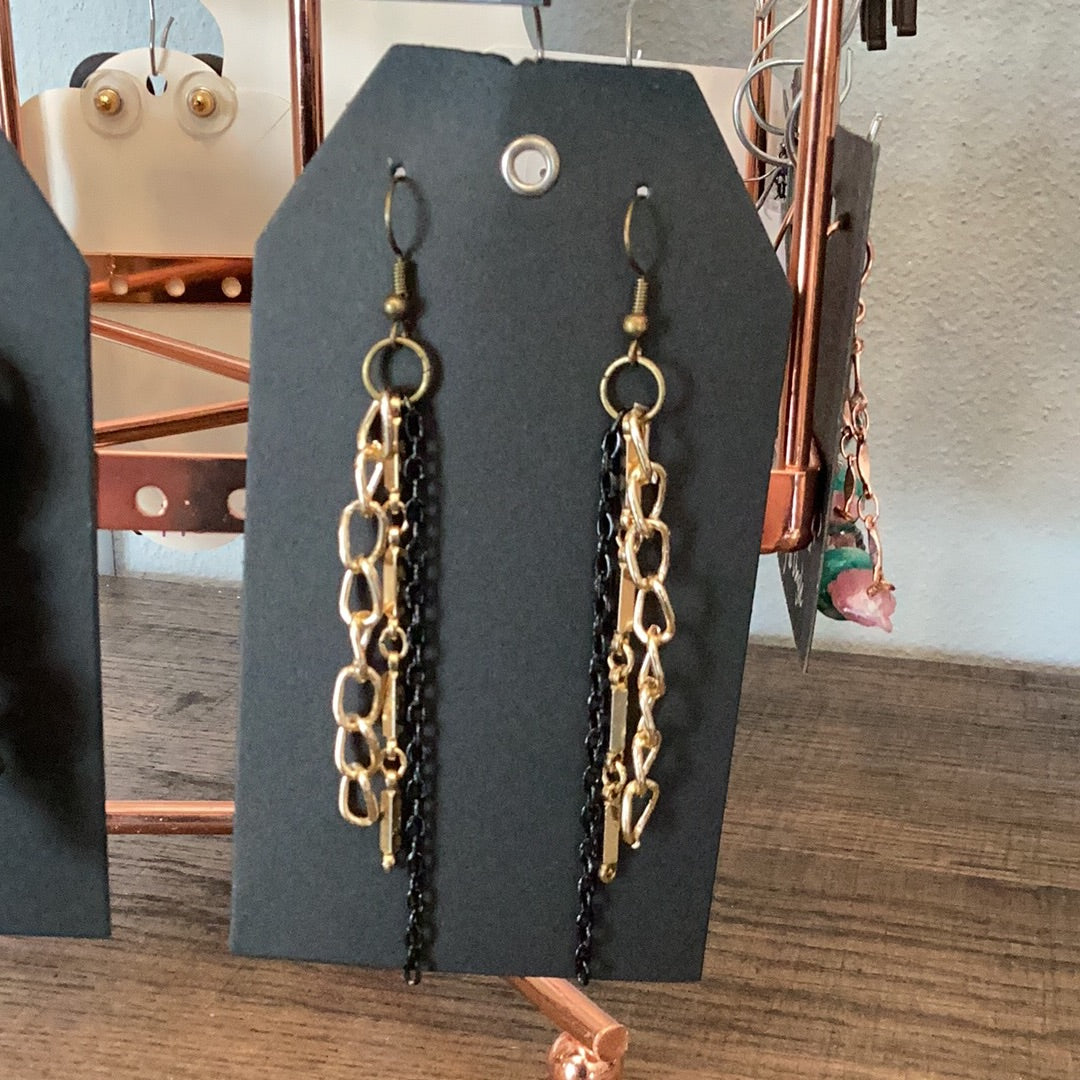 Black and Gold chain dangle by Melinda