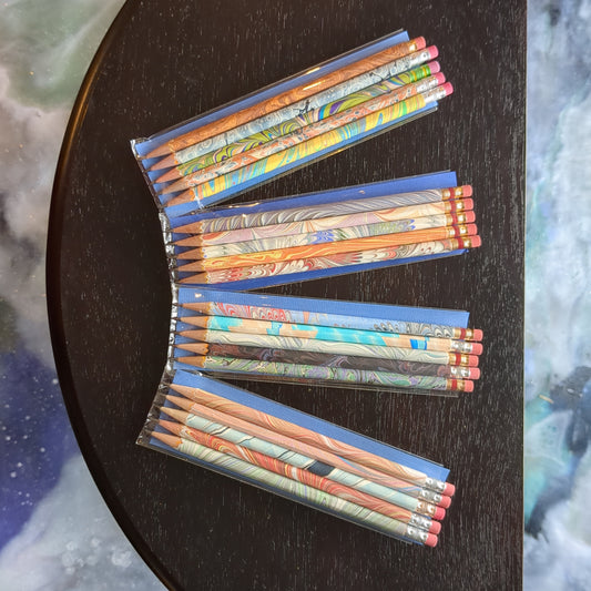 Set of Five Marbled Pencils