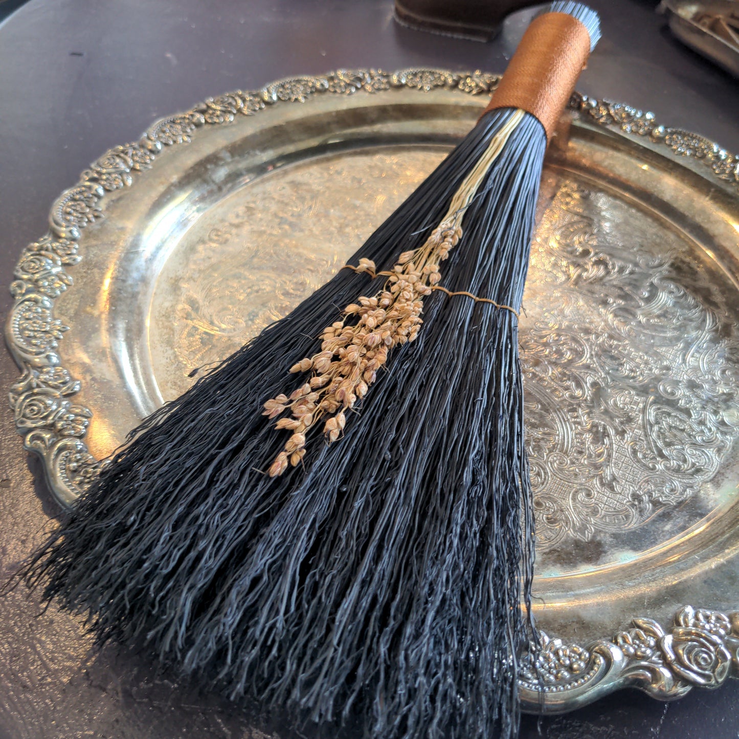 Stitched Whisk Black and Copper Broom