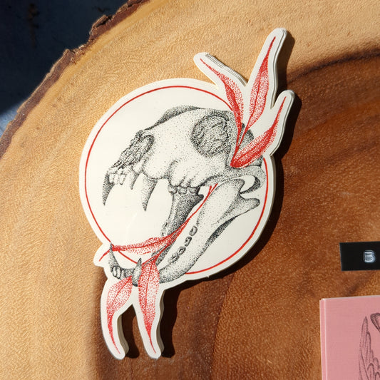 Red Bear Skull Sticker