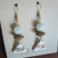 Pyramid dangle earrings with beads