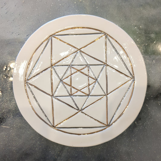 Hexagram grid gold and silver