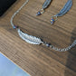 Silver Feather necklace and earrings set