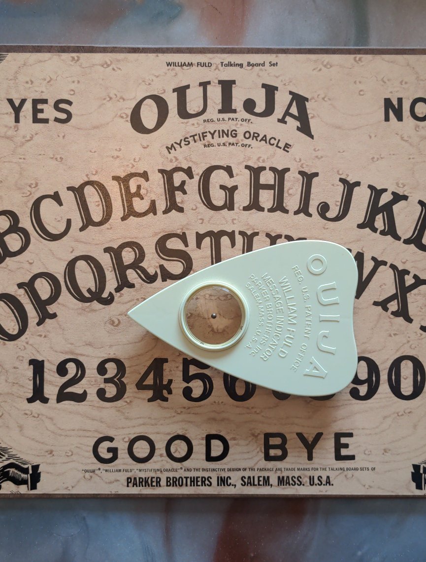 Vintage Ouija Board 1972 William Fuld Wood Talking Board Set