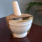 Marble mortar and pestle with mother of pearl rim