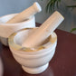 Marble mortar and pestle with mother of pearl rim