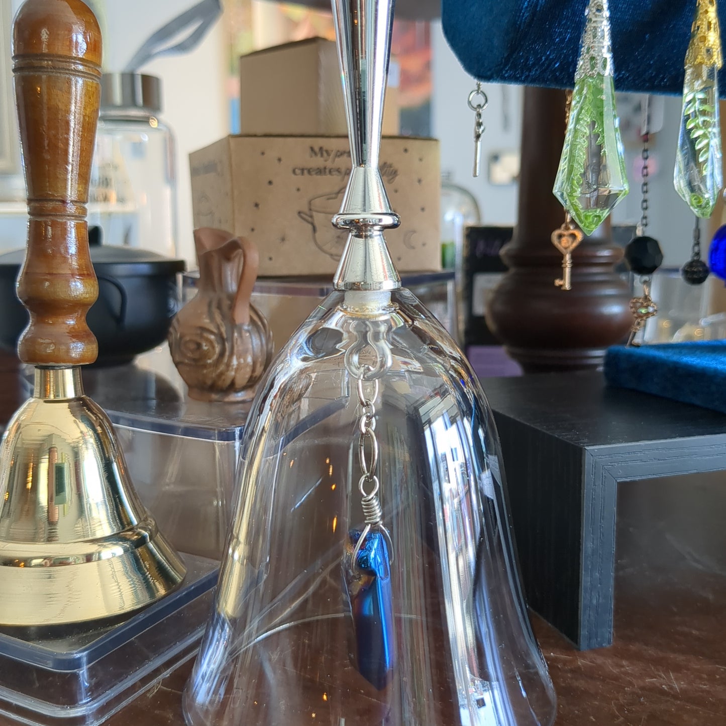 Glass Altar Bell with aura quartz