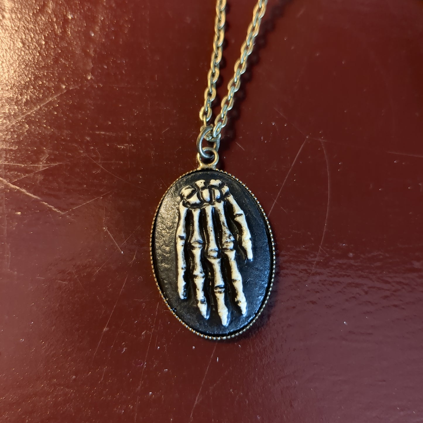 Gothic skeleton pendants brass chain