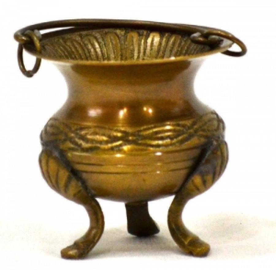 Celtic Knot Brass Honey Gold Finish Cauldron w/handle 2.5"H