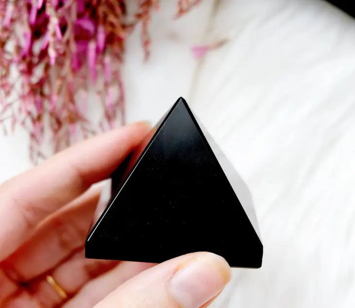 Black Crystal Pyramid - Obisidian Stone - Metaphysical Gift
